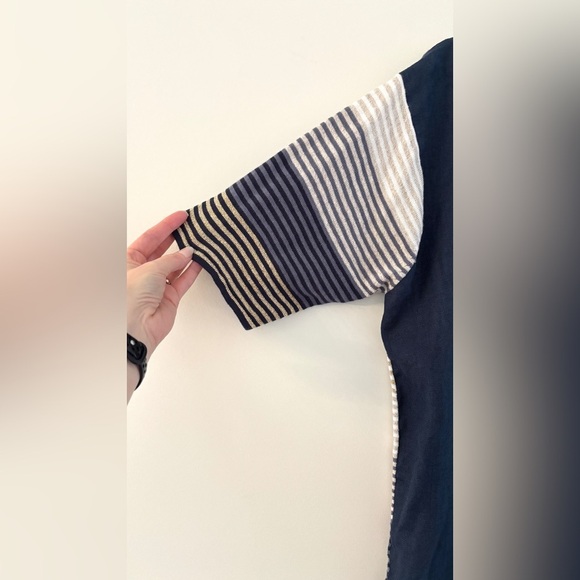 Women's Size L Button Down Blouse Gold‎ Metallic Coastal Nautical Sailor Chic - Picture 3 of 12